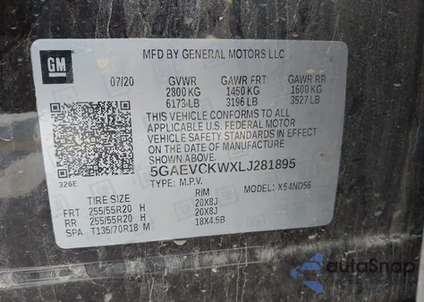 2020 Buick Enclave Awd Avenir из США, поврежденный, VIN 5GAEVCKWXLJ281895